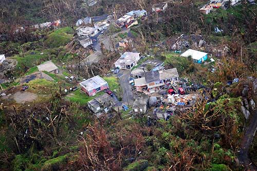 Aerial view of Puerto Rico after Hurricane Maria hit