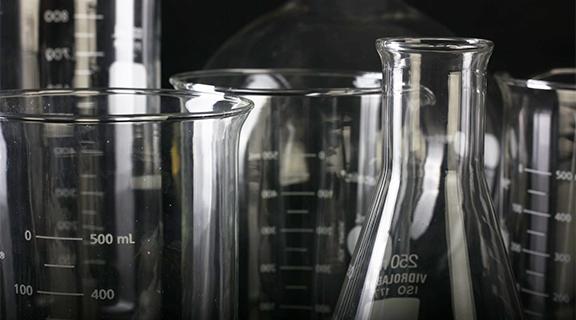 beakers and jars used in a laboratory