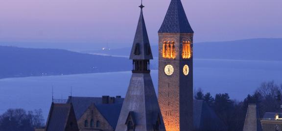 clock tower at sunset